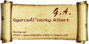 Gyurcsánszky Albert névjegykártya